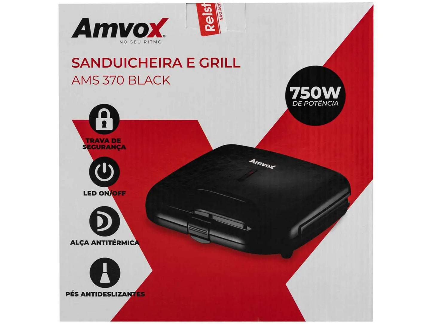 Sanduicheira E Grill Amvox Ams 370 Black